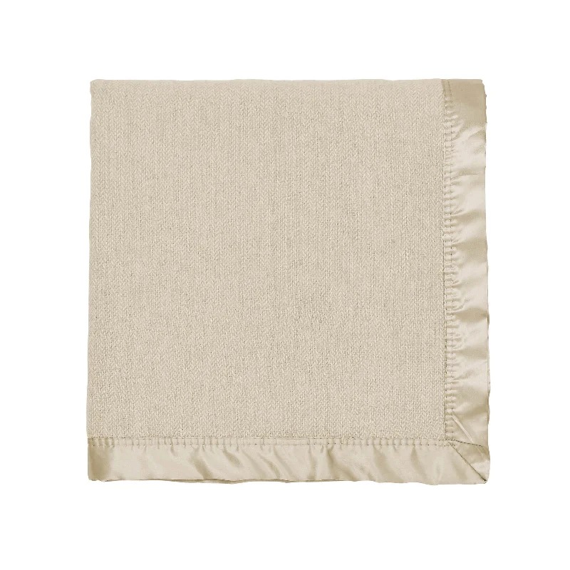 Lewin Wool Herringbone Woven Throw, Linen