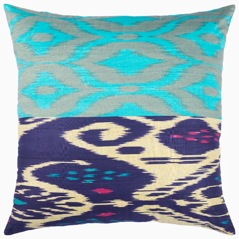 Light Blue Diamond Ikat Pillow