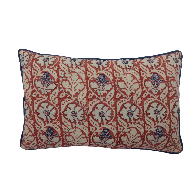 Madurai Brick Red/Cornflower Blue Petit Lumbar Pillow Cover