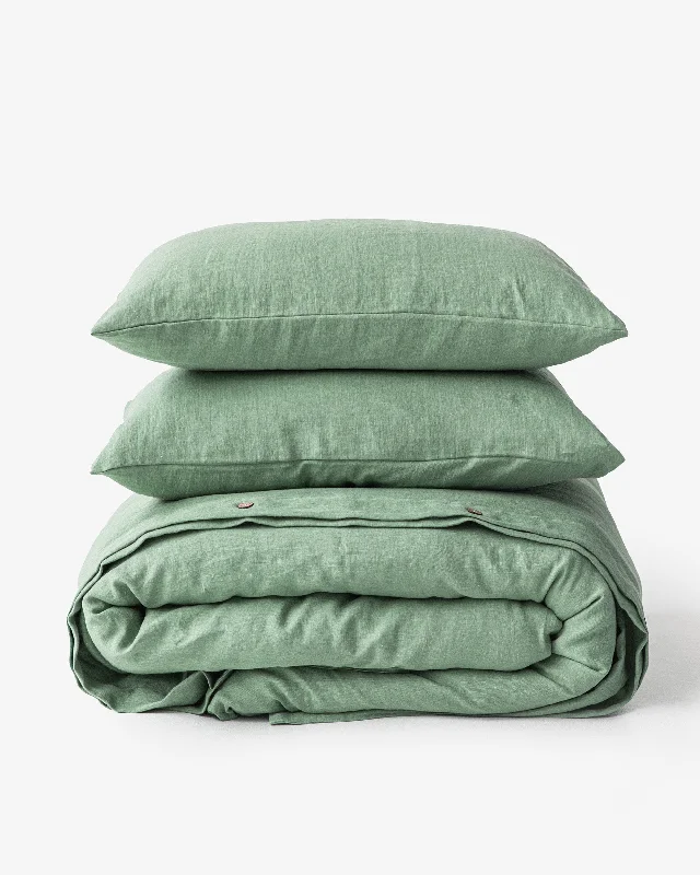 Matcha green linen duvet cover set (3 pcs)