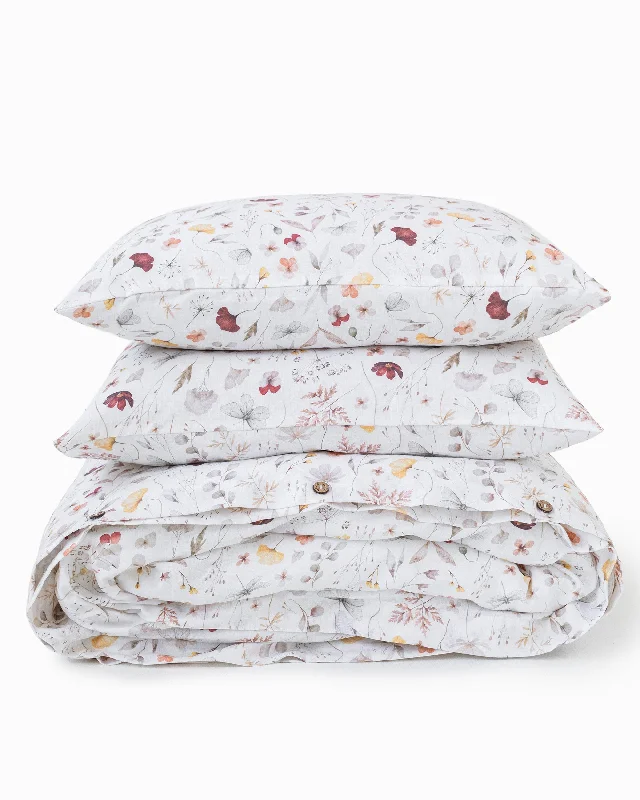 Meadow print linen duvet cover set (3 pcs)