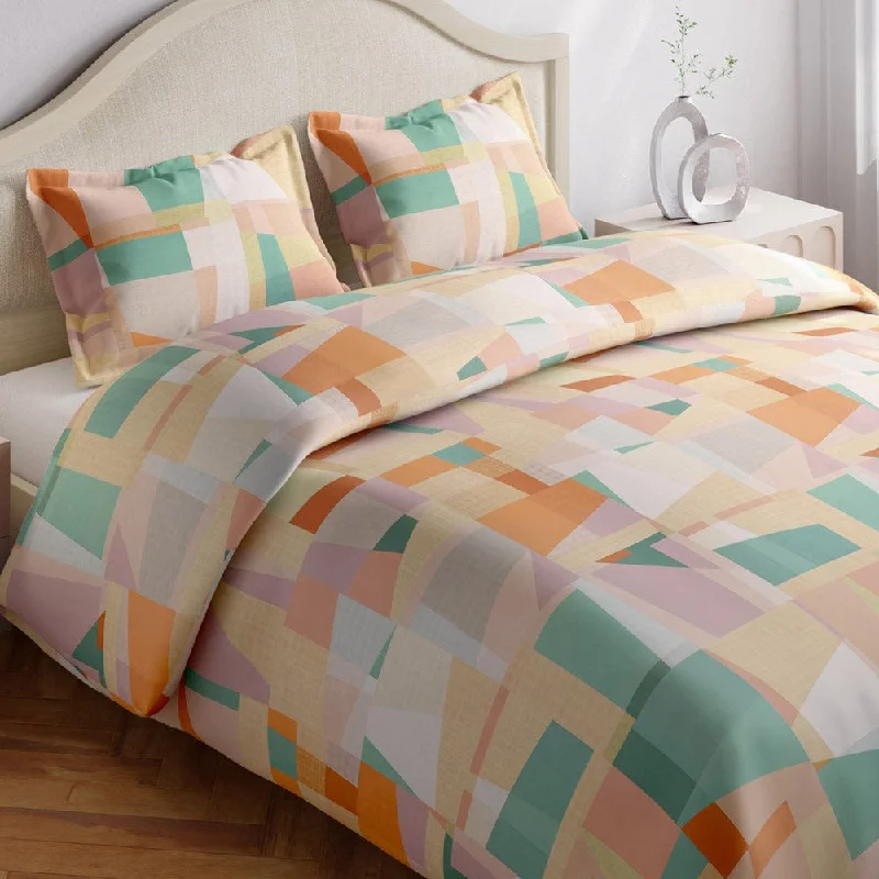 Pastel Geometric 100% Cotton Double Bedsheet, 144 TC