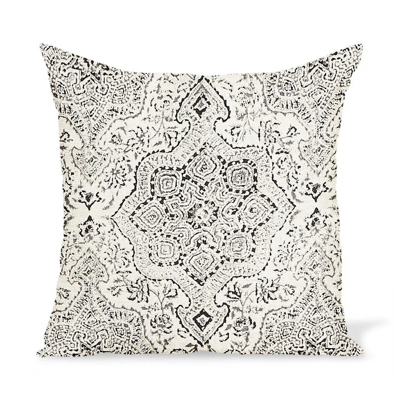 Peter Dunham Textiles Deeg in Charcoal on Tan Pillow