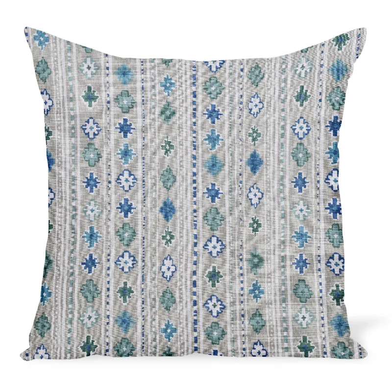 Peter Dunham Textiles Gita in Mist/Indigo on Natural Pillow