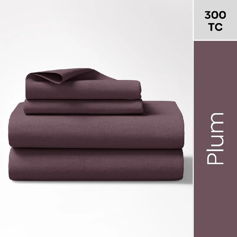 Plum 100% Cotton Bedsheet, 300 TC