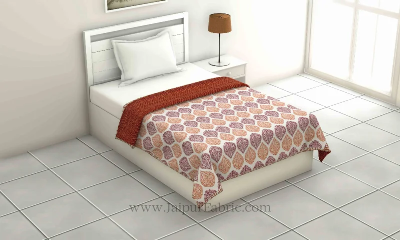 Pure Cotton Orange Ethnic Pattern Reversible Single Bed Dohar