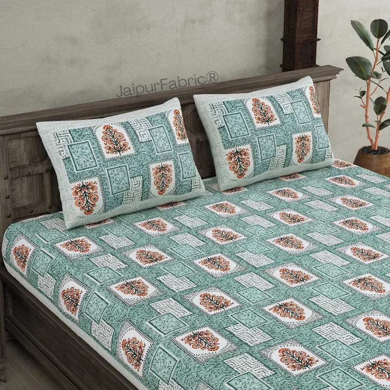 Rani Jharoka Green Pure Cotton Double Bedsheet