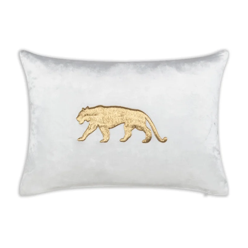 Rica Ivory Gold Embroidered Lumbar Pillow