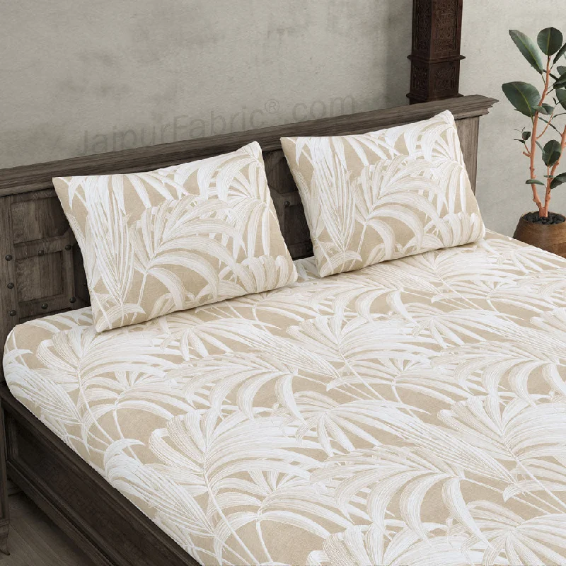 Royal Fern Beige King Size BedSheet