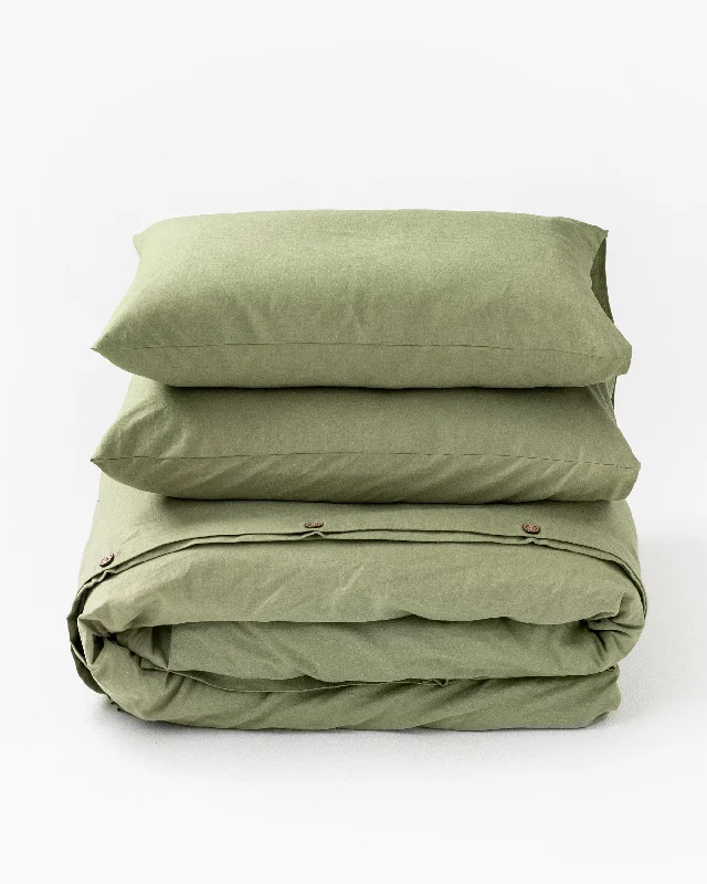 Sage linen-cotton duvet cover set (3 pcs)