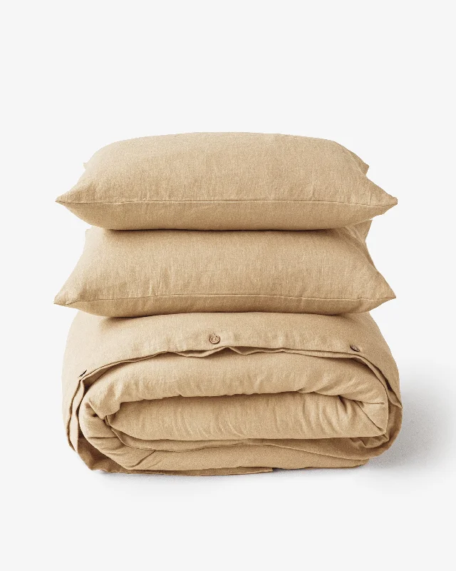 Sandy beige linen duvet cover set (3 pcs)