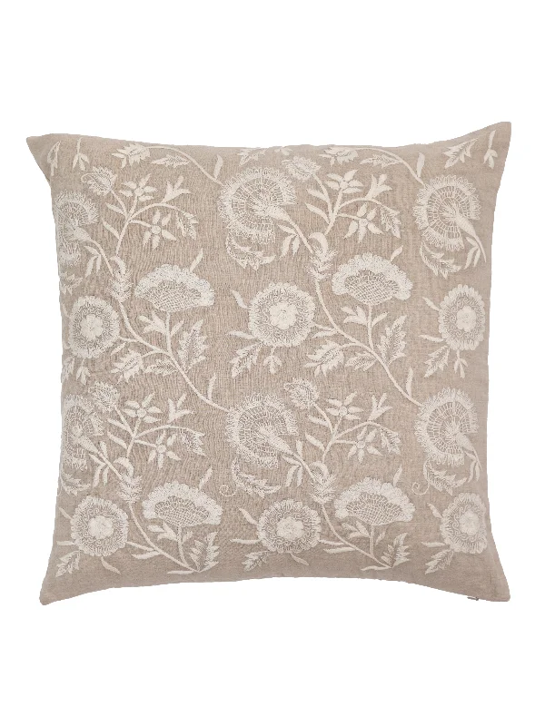 Shenaz Natural Linen Hand-Embroidered Pillow Cover