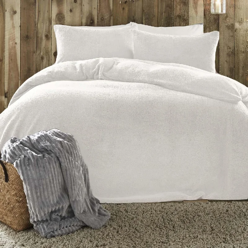 Sherpa Teddy Fleece Cream Duvet Cover Set