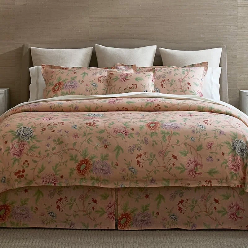 Simone Linen Bedding in Apricot by Matouk | Schumacher