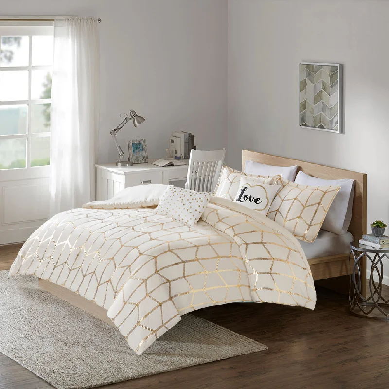 Streamdale Raina Metallic Printed Duvet Cover Set