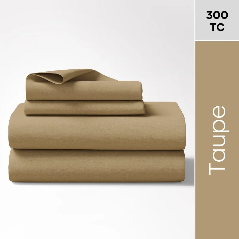 Taupe 100% Cotton Bedsheet, 300 TC