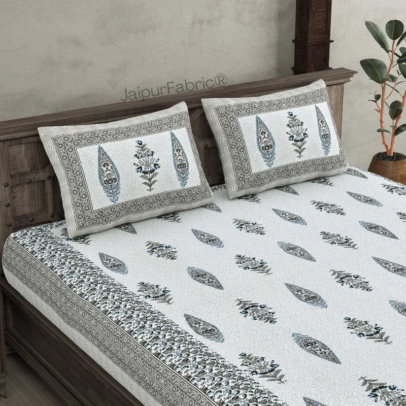 The Folklore Grey Pure Cotton Double Bedsheet