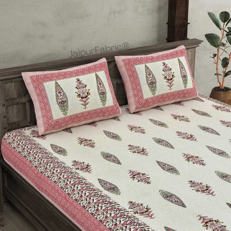 The Folklore Pink Pure Cotton Double Bedsheet