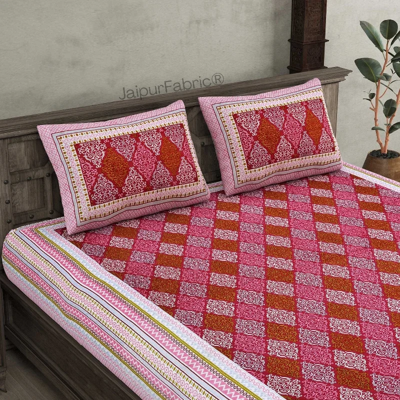 The Traditional Touch Red Pure Cotton Double Bedsheet