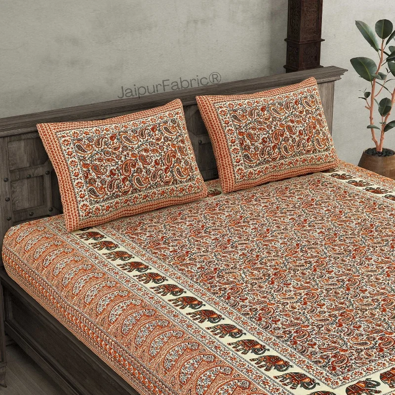 Titan Paisley Peach Pure Cotton Double Bedsheet