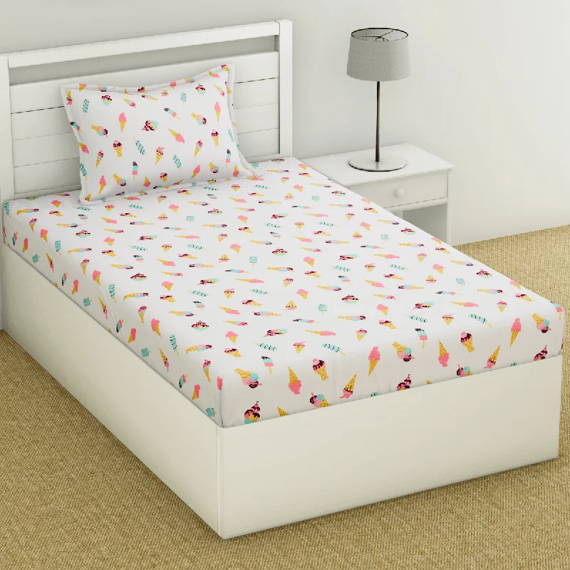 Trendy Prints Single Bedsheet for Kids, Popsicles