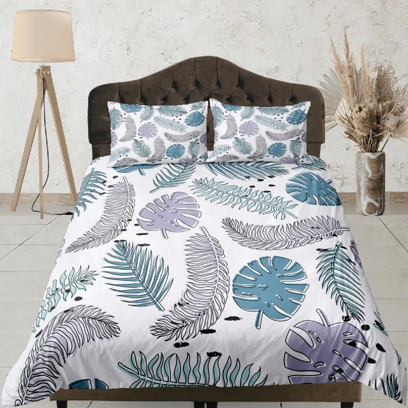 Tropical Duvet Cover Set Botanical, Bedspread Dorm Bedding, Summer Bedroom