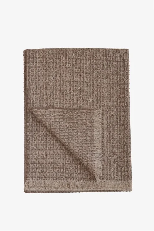 Victoria Baby Alpaca Throw Taupe Oatmeal with Eyelash Fringes