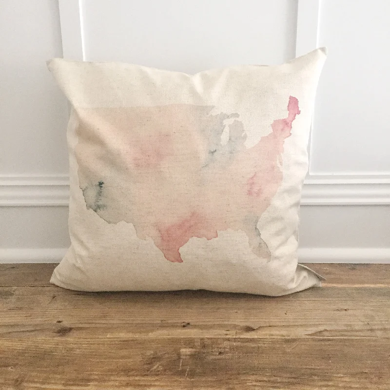 Watercolor USA Map Pillow Cover